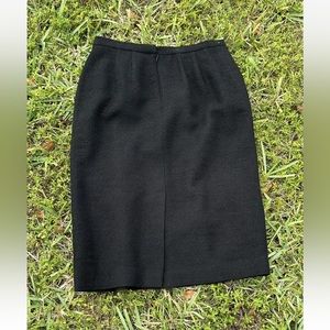 Pencil‎ Skirt Wool Size 10 Black Midi Textured Lined Effortless Elegance Chic